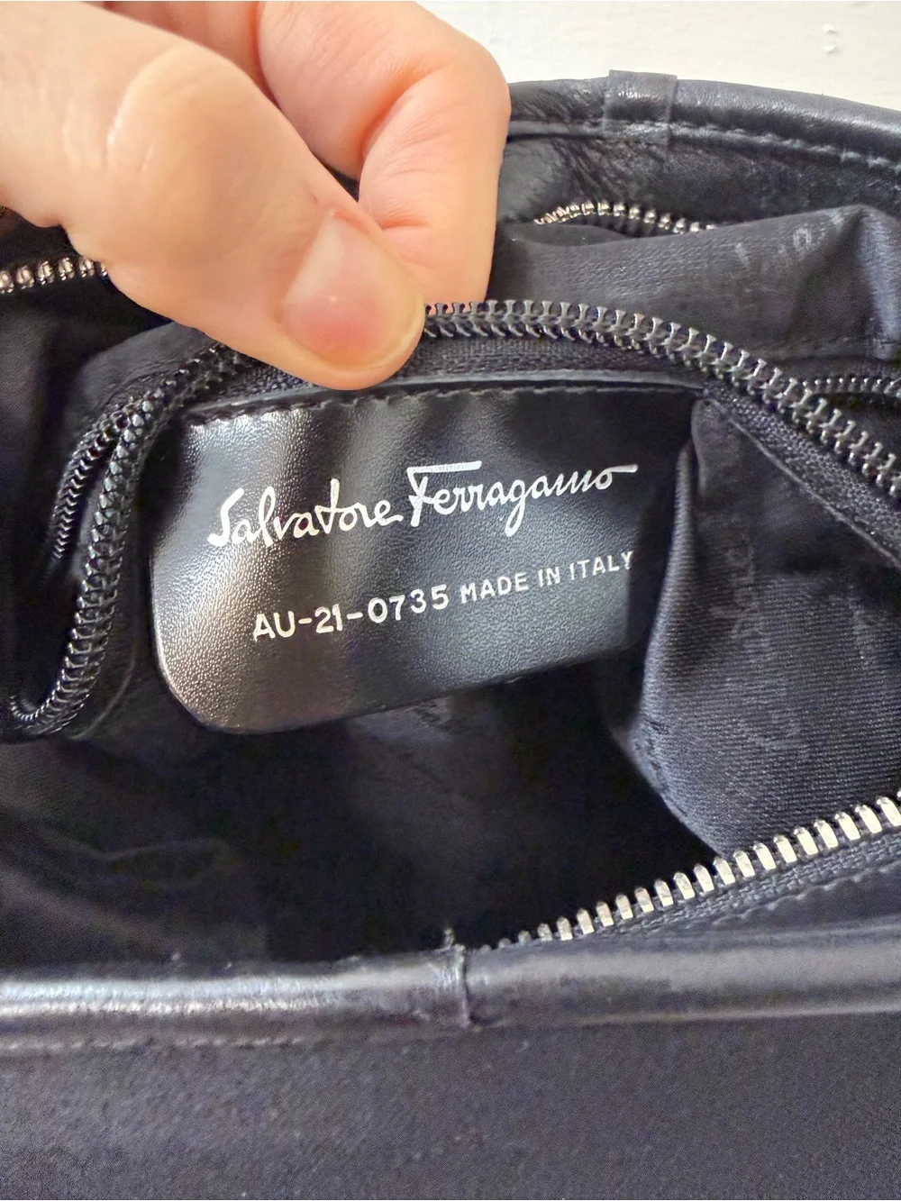 Salvatore Ferragamo Black Nylon Gancini Shoulder Bag Leather Trim Italy